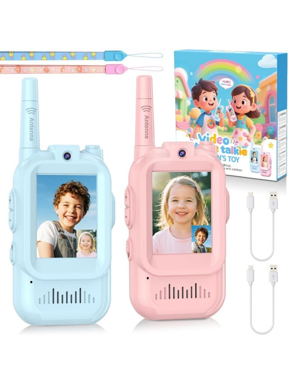 Rechargeable Video Walkie Talkies - 2 Pack Long Range Kids Radios, Fun Gifts for